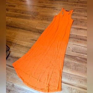 New POLO Ralph Lauren Maxi Racerback  Sleeveless Orange Dress Resort L $298